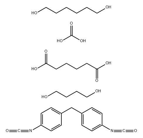 己二酸与丁二醇、碳酸、己二醇和1,1'-亚甲基双[4-异氰酸根合苯]的聚合物 结构式