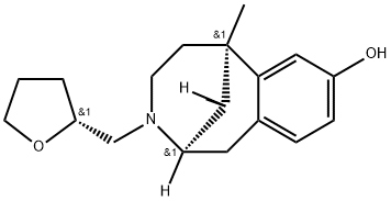 [2R,11R,(-)]-1,2,3,4,5,6-ヘキサヒドロ-6,11-ジメチル-3-[[(R)-テトラヒドロフラン-2-イル]メチル]-2α,6α-メタノ-3-ベンゾアゾシン-8-オール 化学構造式