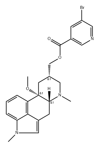 Ergoline-8-methanol, 10-methoxy-1,6-dimethyl-, 8-(5-bromo-3-pyridinecarboxylate), (8α)- Struktur