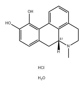4H-Dibenzo[de,g]quinoline-10,11-diol, 5,6,6a,7-tetrahydro-6-methyl-, hydrochloride, hydrate (1:1:), (6aR)- Struktur