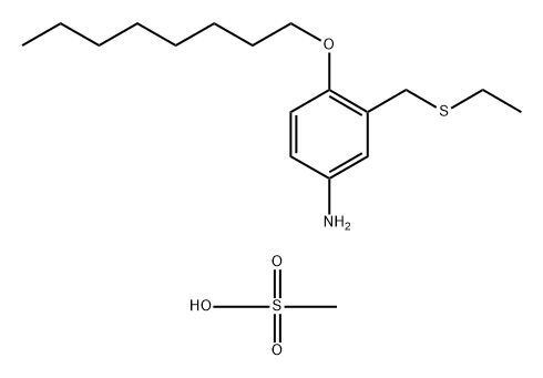 Benzenamine, 3-[(ethylthio)methyl]-4-(octyloxy)-, methanesulfonate (1:1) Structure