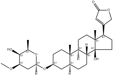 3β-[(3-O-Methyl-2,6-dideoxy-β-D-lyxo-hexopyranosyl)oxy]-14-hydroxy-5α,14β-carda-20(22)-enolide Structure