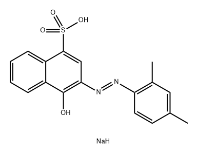 4-ヒドロキシ-3-[(2,4-ジメチルフェニル)アゾ]-1-ナフタレンスルホン酸ナトリウム 化学構造式