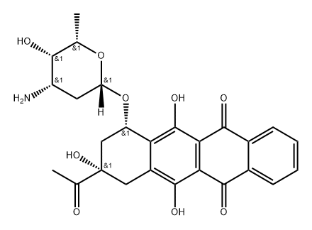 (7S-cis)-9-Acetyl-7-((3-amino-2,3,6-trideoxy-beta-L-lyxo-hexopyranosyl )oxy)-7,8,9,10-tetrahydro-6,9,11-trihydroxy-5,12-naphthacenedione, 58957-93-0, 结构式