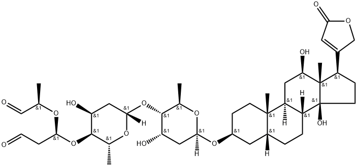 Digoxigenin Bisdigitoxoside 1-(1-Methyl-2-oxoethoxy)-3-oxopropyl) Ether Structure