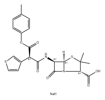 6α-[[(R)-3-(4-Methylphenoxy)-1,3-dioxo-2-(3-thienyl)propyl]amino]penicillanic acid sodium salt Struktur