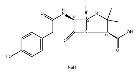 6α-[(4-ヒドロキシフェニルアセチル)アミノ]ペニシラン酸ナトリウム 化学構造式