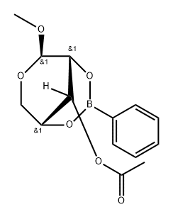 Ribopyranoside, methyl, cyclic 2,4-benzeneboronate 3-acetate, beta-d- Struktur