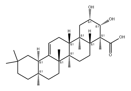 2β,3β-Dihydroxyolean-12-en-23-oic acid 结构式