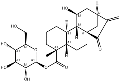 (4R)-11β-ヒドロキシ-15-オキソカウラ-16-エン-18-酸β-D-グルコピラノシル 化学構造式