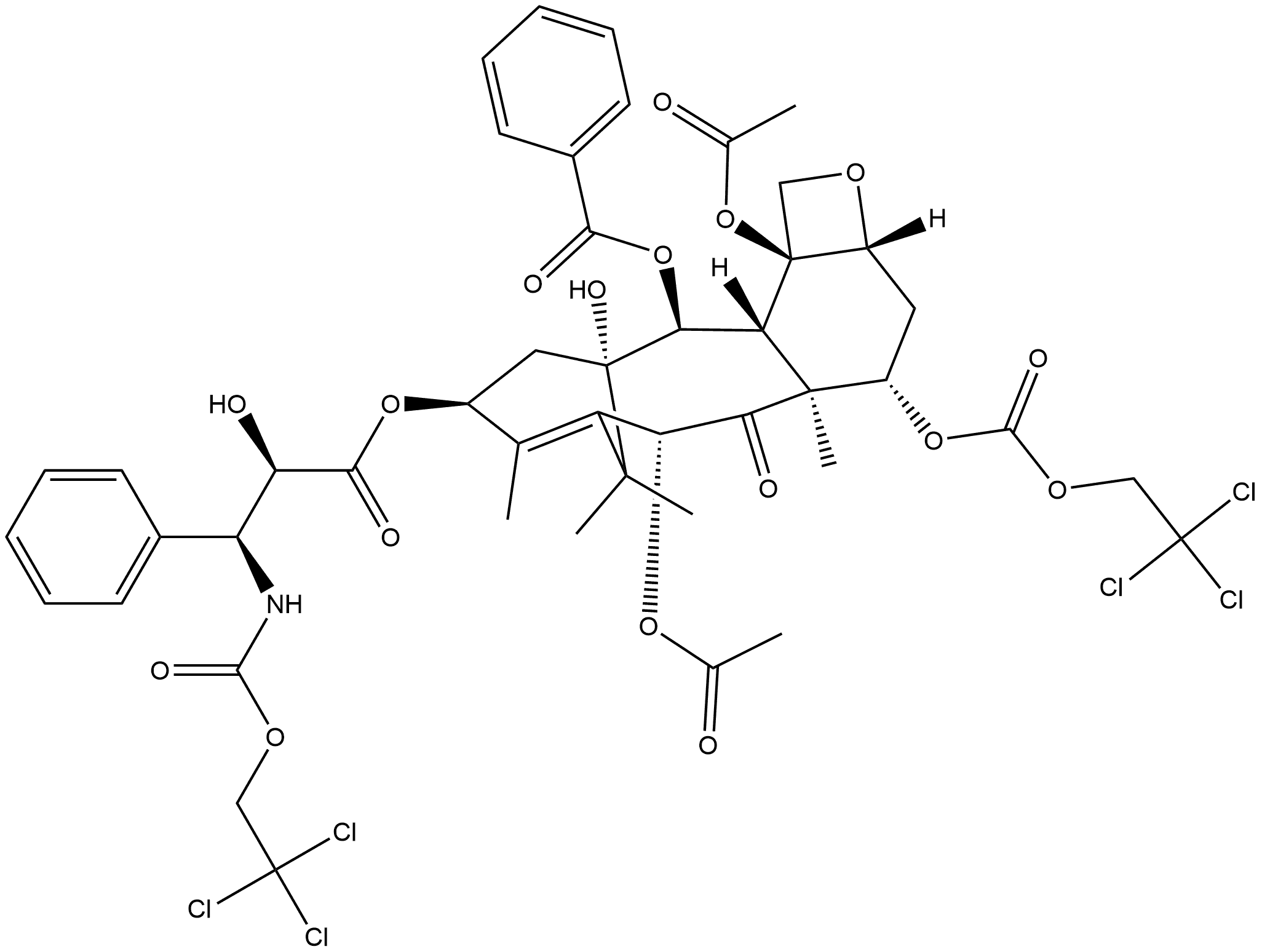 Benzenepropanoic acid, α-hydroxy-β-[[(2,2,2-trichloroethoxy)carbonyl]amino]-, (2aR,4S,4aS,6R,9S,11S,12S,12aR,12bS)-6,12b-bis(acetyloxy)-12-(benzoyloxy)-2a,3,4,4a,5,6,9,10,11,12,12a,12b-dodecahydro-11-hydroxy-4a,8,13,13-tetramethyl-5-oxo-4-[[(2,2,2-trichloroethoxy)carbonyl]oxy]-7,11-methano-1H-cyclodeca[3,4]benz[1,2-b]oxet-9-yl ester, (αR,βS)- Structure