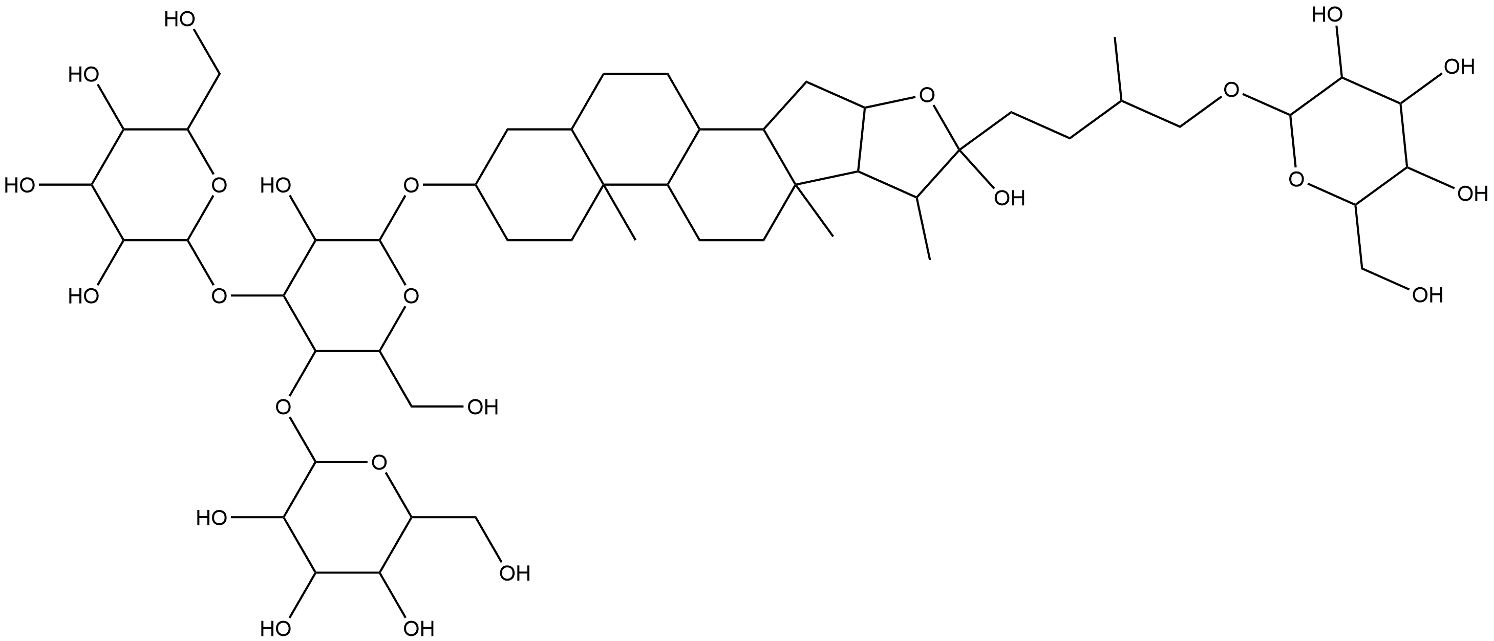 β-D-Glucopyranoside, (3β,5β,22α,25S)-26-(β-D-glucopyranosyloxy)-22-hydroxyfurostan-3-yl O-β-D-glucopyranosyl-(1→3)-O-[β-D-glucopyranosyl-(1→4)]- Structure