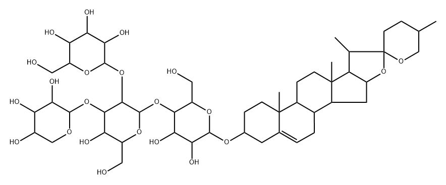 [(25R)-Spirost-5-en-3β-yl]4-O-(2-O-D-glucopyranosyl-3-O-D-xylopyranosyl-D-glucopyranosyl)-D-galactopyranoside Struktur
