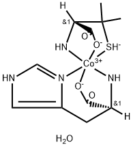 Cobalt, (L-histidinato-N,N3,O)[3-mercapto-D-valinato(2-)-N,O,S]-, monohydrate, (OC-6-36-A)- (9CI) Structure