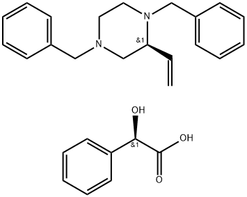 Benzeneacetic acid, α-hydroxy-, (αR)-, compd. with (S)-2-ethenyl-1,4-bis(phenylmethyl)piperazine (1:1) (9CI) 结构式
