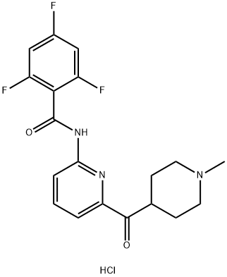 Benzamide, 2,4,6-trifluoro-N-[6-[(1-methyl-4-piperidinyl)carbonyl]-2-pyridinyl]-, hydrochloride (1:1) Structure