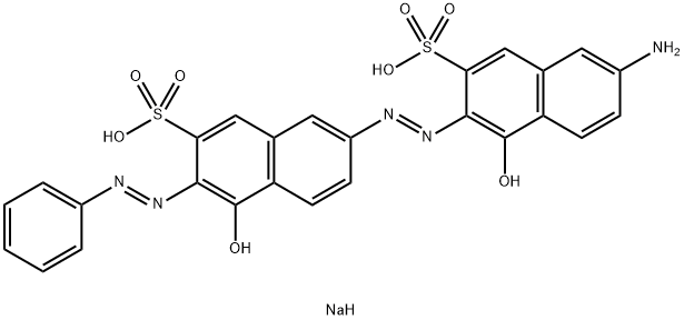 7-アミノ-4-ヒドロキシ-3-[[5-ヒドロキシ-6-(フェニルアゾ)-7-スルホ-2-ナフチル]アゾ]-2-ナフタレンスルホン酸二ナトリウム 化学構造式