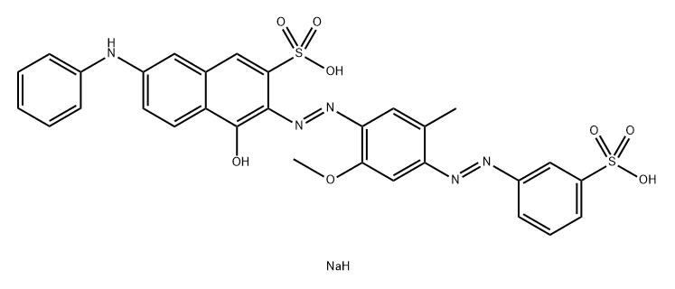 2-Naphthalenesulfonic acid, 4-hydroxy-3-[2-[2-methoxy-5-methyl-4-[2-(3-sulfophenyl)diazenyl]phenyl]diazenyl]-7-(phenylamino)-, sodium salt (1:2) Structure