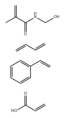 2-丙烯酸与1,3-丁二烯、乙烯基苯和N-(羟甲基)-2-甲基-2-丙烯酰胺的聚合物, 62272-66-6, 结构式