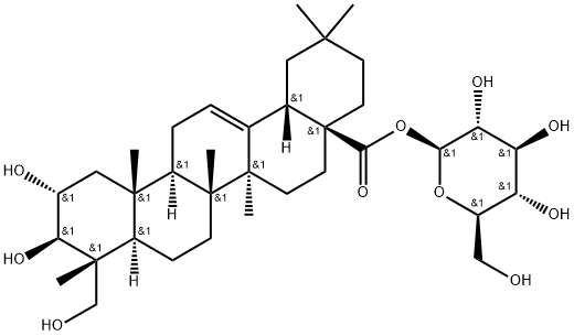 2α,3β,23-Trihydroxyolean-12-en-28-oic acid β-D-glucopyranosyl ester Struktur