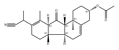D-Homo-C-norgona-5,17-diene-17-acetonitrile, 3alpha-hydroxy-alpha,10,1 7a-trimethyl-11-oxo-, acetate Structure