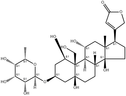 3β-[(6-Deoxy-α-L-talopyranosyl)oxy]-1β,5,11α,14,19-pentahydroxy-5β-card-20(22)-enolide Structure