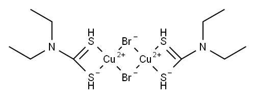 Copper, di-.mu.-bromobis(diethylcarbamodithioato-S,S)di-, stereoisomer Struktur