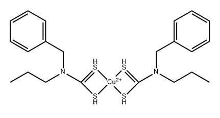 Copper, bis(phenylmethyl)propylcarbamodithioato-S,S-, (SP-4-1)- Struktur