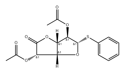 .beta.-D-Glucofuranosiduronic acid, phenyl 1-thio-, .gamma.-lactone, 2,5-diacetate Struktur
