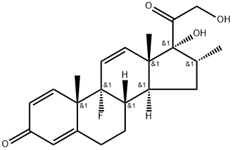 Pregna-1,4,11-triene-3,20-dione, 9-fluoro-17,21-dihydroxy-16-methyl-, (16α)- (9CI) Struktur