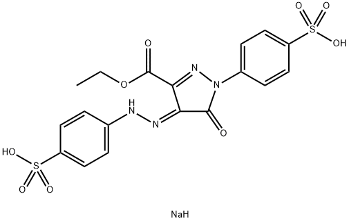 1H-Pyrazole-3-carboxylic acid, 4,5-dihydro-5-oxo-1-(4-sulfophenyl)-4-[2-(4-sulfophenyl)hydrazinylidene]-, 3-ethyl ester, sodium salt (1:2) Struktur