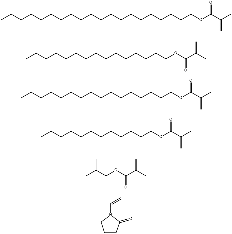 2-Propenoic acid, 2-methyl-, dodecyl ester, polymer with eicosyl 2-methyl-2-propenoate, 1-ethenyl-2-pyrrolidinone, hexadecyl 2-methyl-2-propenoate, 2-methylpropyl 2-methyl-2-propenoate and pentadecyl 2-methyl-2-propenoate Structure