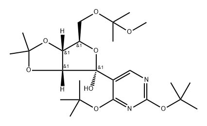 1-C-[2,4-Bis(1,1-diMethylethoxy)-5-pyriMidinyl]-5-O-(1-Methoxy-1-Methylethyl)-2,3-O-(1-Methylethylidene)-α-D-ribofuranose, 631920-67-7, 结构式