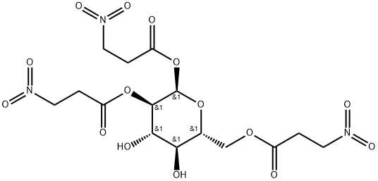 1-O,2-O,3-O-Tri(3-nitropropanoyl)-α-D-glucopyranose Structure