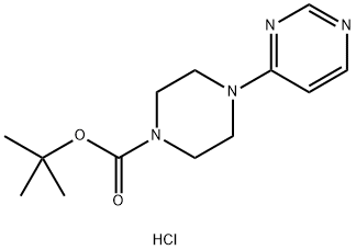 1-Piperazinecarboxylic acid, 4-(4-pyrimidinyl)-, 1,1-dimethylethyl ester,monohydrochloride,634468-87-4,结构式