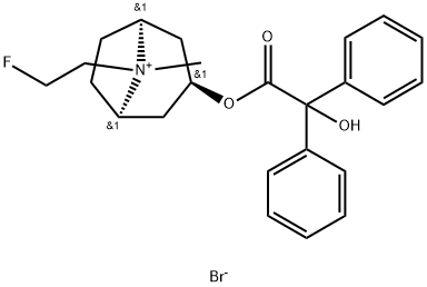 8-Azoniabicyclo[3.2.1]octane, 8-(2-fluoroethyl)-3-[(2-hydroxy-2,2-diphenylacetyl)oxy]-8-methyl-, bromide (1:1), (3-endo,8-anti)- 结构式