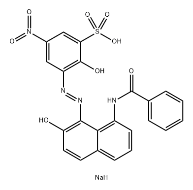 3-[[8-(ベンゾイルアミノ)-2-ヒドロキシ-1-ナフチル]アゾ]-2-ヒドロキシ-5-ニトロベンゼンスルホン酸ナトリウム 化学構造式