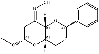 メチル4,6-O-ベンジリデン-2-デオキシ-α-D-erythro-ヘキソピラノシド-3-ウロースオキシム 化学構造式