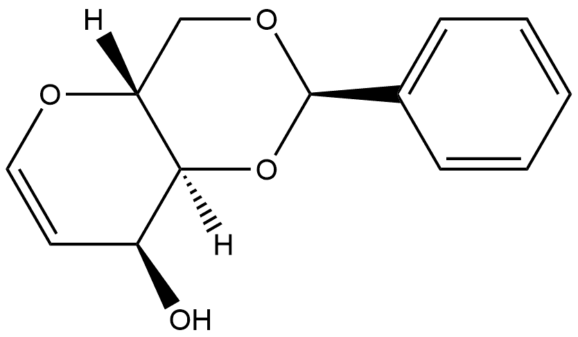 1,5-anhydro-4,6-O-benzylidene-2-deoxy-D-ribo-hex-1-enopyranose 结构式