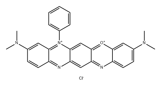 Quinoxalino[2,3-b]phenoxazinium, 3,9-bis(dimethylamino)-7-phenyl-, chloride (1:2) Struktur