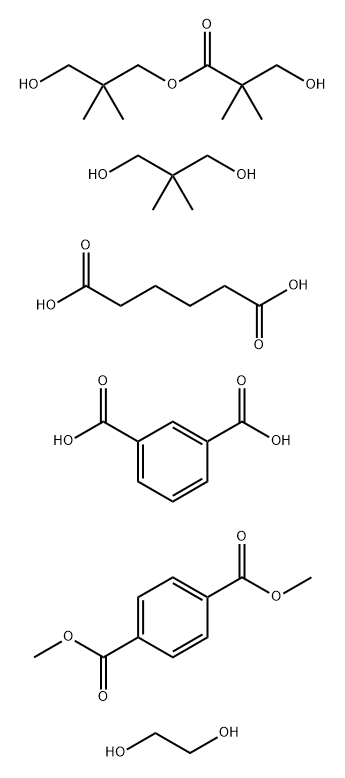 1,3-benzenedicarboxylic acid, polymer with dimethyl1,4-benzenedicarboxylate, 2,2-dimethyl-1,3-propanediol,1,2-ethanediol, hexanedioic acid and 3-hydroxy-2,2-dimethylpropyl3-hydroxy-2,2-dimethylpropanoate Struktur