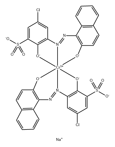Chromate(3-), bis[5-chloro-2-hydroxy-3- [(2-hydroxy-1-naphthalenyl)azo]benzenesulfonato(3 -)]-, trisodium 结构式
