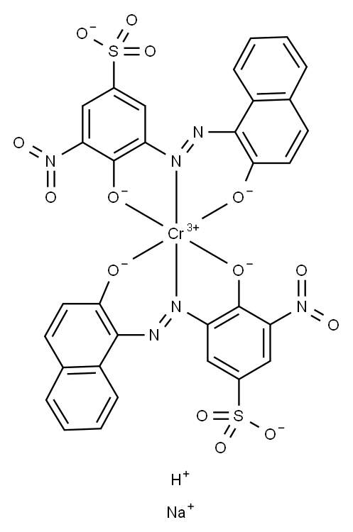 Chromate(3-),bis[4-(hydroxy-kO)-3-[[2- (hydroxy-kO)-1-naphthalenyl]azo-kN1]-5- nitrobenzenesulfonato(3-)]-,disodium hydrogen 化学構造式