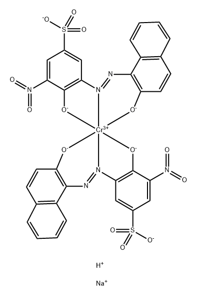 Chromate(3-),bis[4-(hydroxy-kO)-3-[[2- (hydroxy-kO)-1-naphthalenyl]azo-kN1]-5- nitrobenzenesulfonato(3-)]-,disodium hydrogen 化学構造式