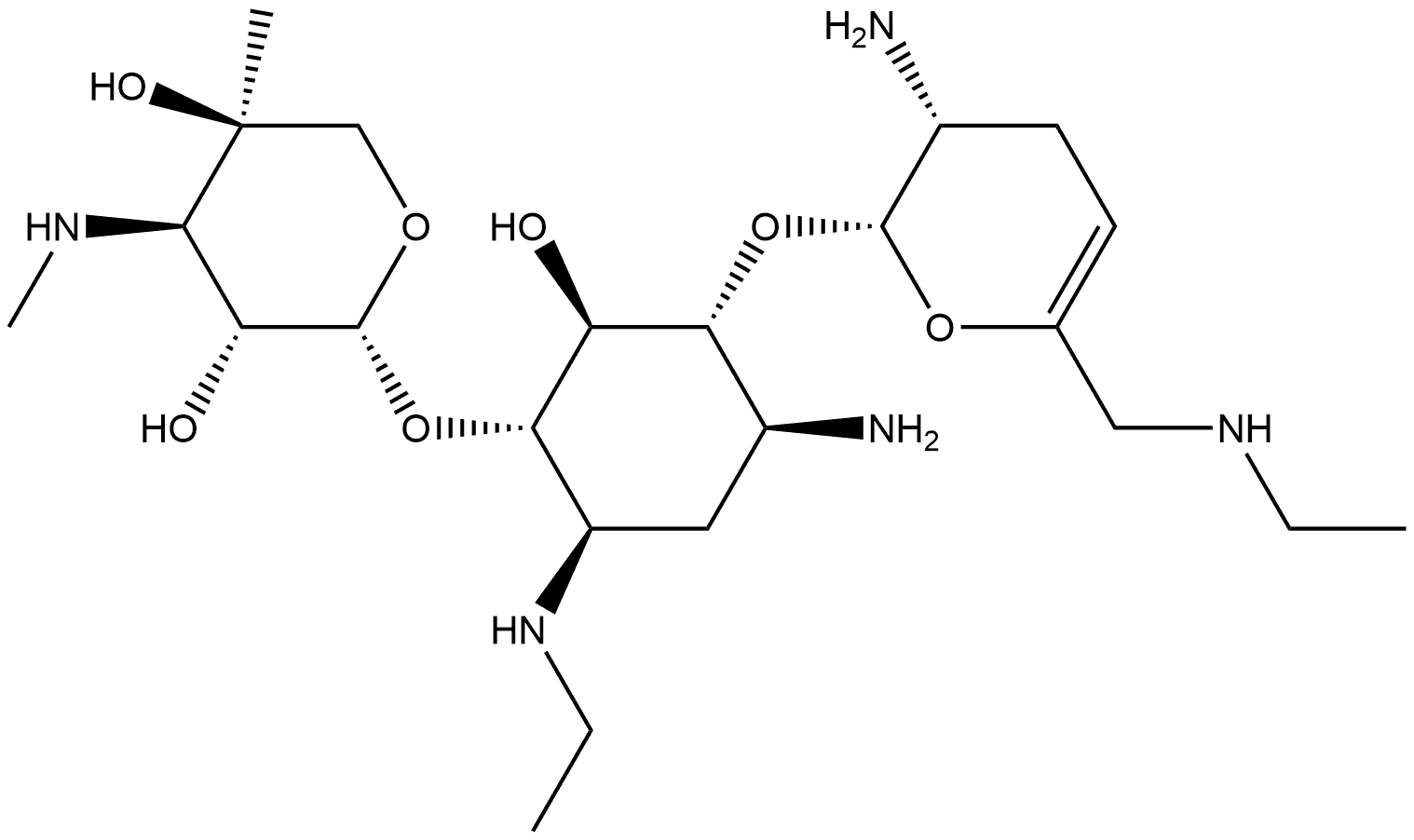 D-Streptamine, O-2-amino-2,3,4,6-tetradeoxy-6-(ethylamino)-α-D-glycero-hex-4-enopyranosyl-(1→4)-O-[3-deoxy-4-C-methyl-3-(methylamino)-β-L-arabinopyranosyl-(1→6)]-2-deoxy-N1-ethyl-|奈替米星EP杂质D