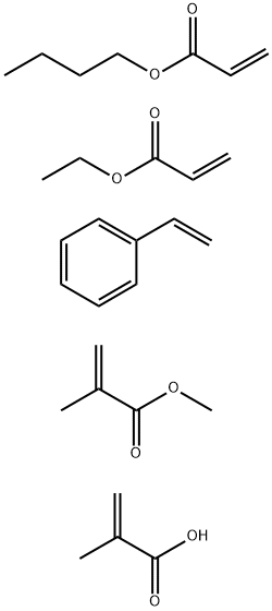 2-Propenoic acid, 2-methyl-, polymer with butyl 2-propenoate, ethenylbenzene, ethyl 2-propenoate and methyl 2-methyl-2-propenoate Struktur