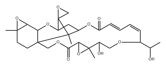 (2'S,3'R,4'S,7'R,9R,10S)-7'-デオキソ-2'-デオキシ-2',3':9,10-ビスオキシ-9,10-ジヒドロ-4'-ヒドロキシ-7'-[(S)-1-ヒドロキシエチル]ベルカリンA 化学構造式