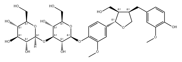 (+)-Lariciresinol 4′-O-beta-D-Glucopyranosyl-(1→3)-beta-D-glucopyranoside Structure