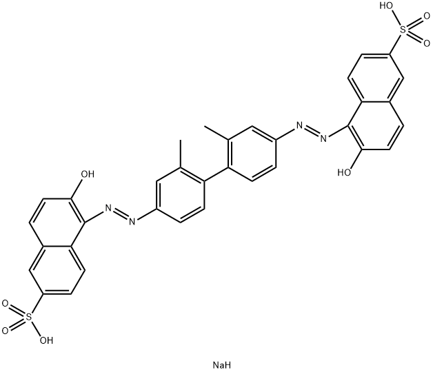 2-Naphthalenesulfonic acid, 5,5'-[(2,2'-dimethyl[1,1'-biphenyl]-4,4'-diyl)bis(azo)]bis[6-hydroxy-, disodium salt 化学構造式