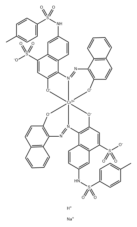 Chromate(3-), bis[3-(hydroxy-κO)-4-[[2-(hydroxy-κO)-1-naphthalenyl]azo-κN1]-7-[[(4-methylphenyl)sulfonyl]amino]-1-naphthalenesulfonato(3-)]-, disodium hydrogen 结构式